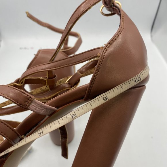 A XYD Brown Strappy Platform Club Open Toe Dress Chunky High Heel Sandals - Picture 10 of 11